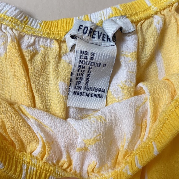 Forever 21 White & Yellow Print Crop Blouse - Picture 7 of 7